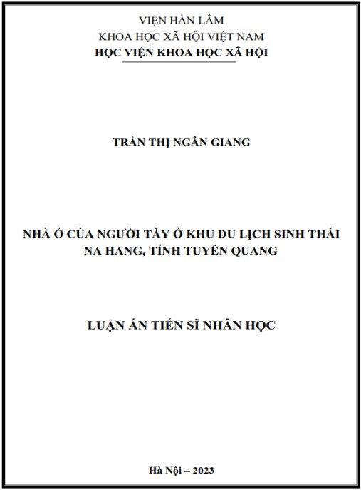 Luận án Nhà ở của người Tày ở Khu du lịch sinh thái Na Hang tỉnh Tuyên Quang