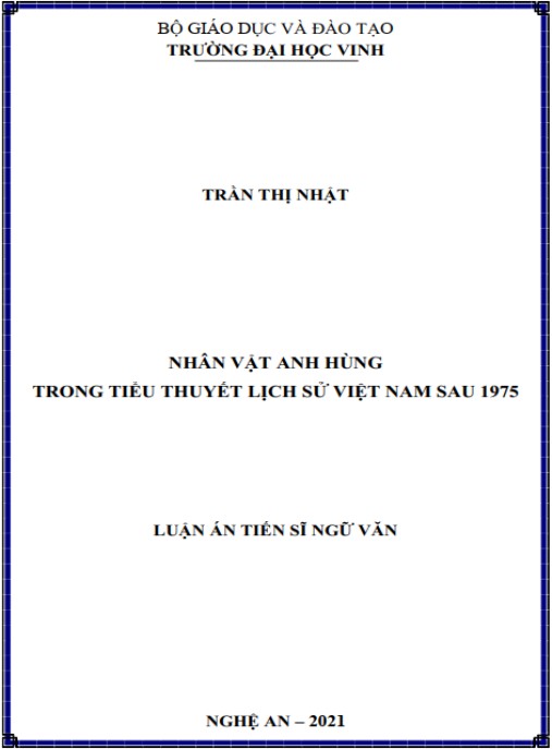 Luận án Nhân vật anh hùng trong tiểu thuyết lịch sử Việt Nam sau 1975