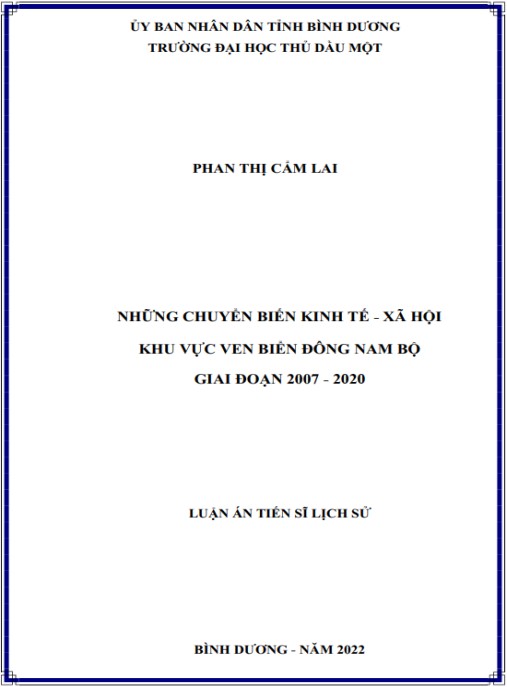 Luận án Những chuyển biến kinh tế – xã hội khu vực ven biển Đông Nam Bộ (2007-2020)