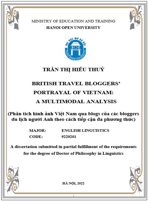 Luận án Phân tích hình ảnh Việt Nam qua blogs của các bloggers du lịch người Anh theo cách tiếp cận đa phương thức