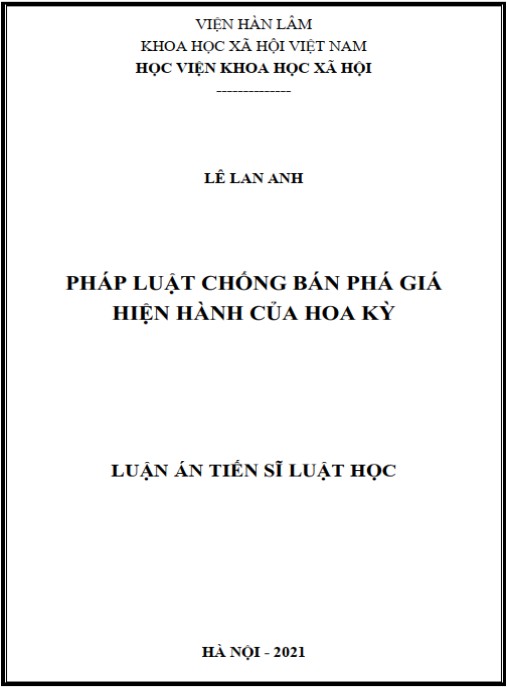 Luận án Pháp luật chống bán phá giá hiện hành của Hoa Kỳ
