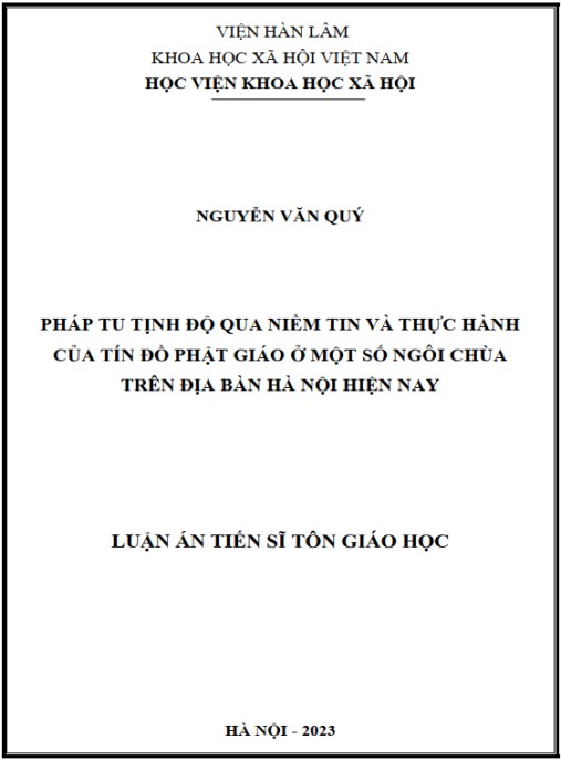 Luận án Pháp tu Tịnh Độ qua niềm tin và thực hành của tín đồ Phật giáo ở một số ngôi chùa trên địa bàn Hà Nội hiện nay