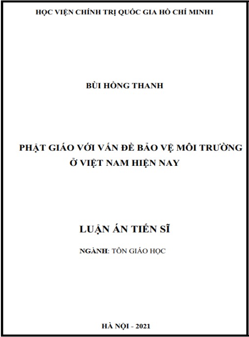 Luận án Phật giáo với vấn đề bảo vệ môi trường ở việt nam hiện nay