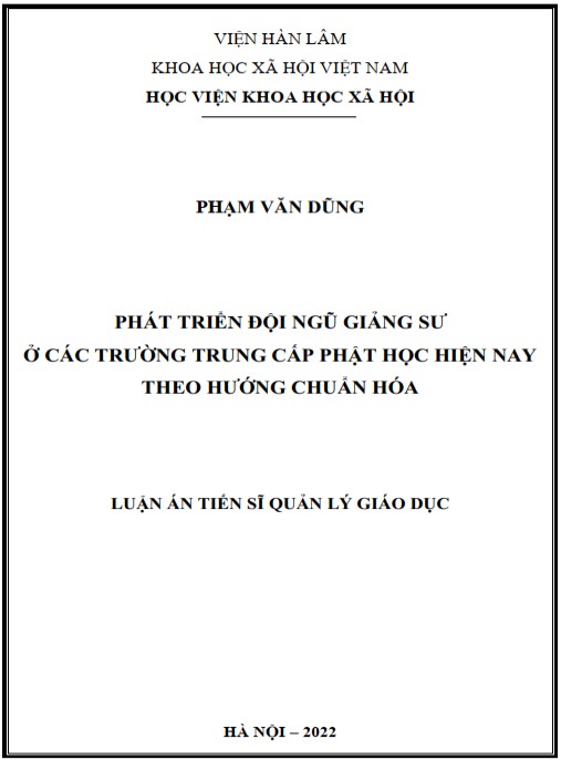 Luận án Phát triển đội ngũ Giảng sư ở các trường Trung cấp Phật học hiện nay theo hướng chuẩn hóa