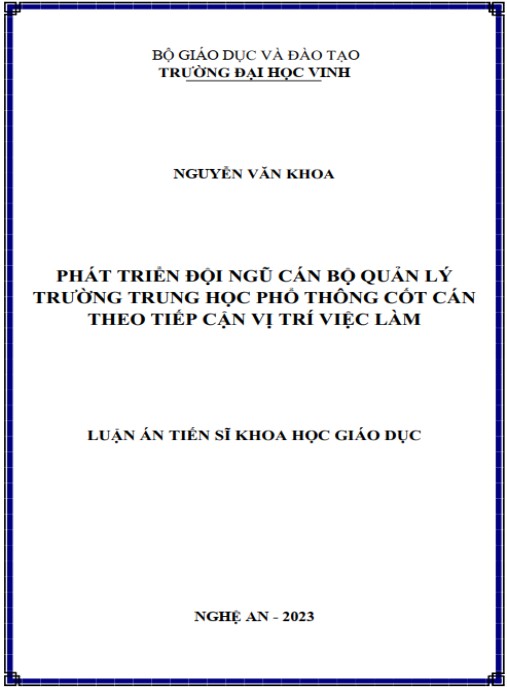 Luận án Phát triển đội ngũ cán bộ quản lý trường trung học phổ thông cốt cán theo tiếp cận vị trí việc làm