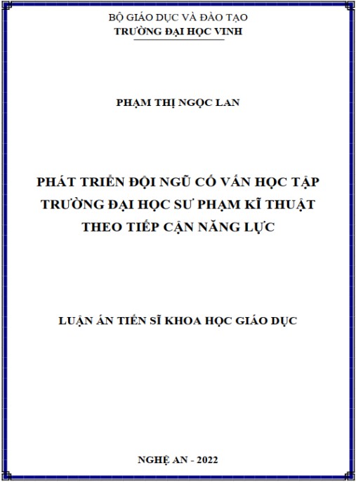 Luận án Phát triển đội ngũ cố vấn học tập trường đại học sư phạm kỹ thuật theo tiếp cận năng lực