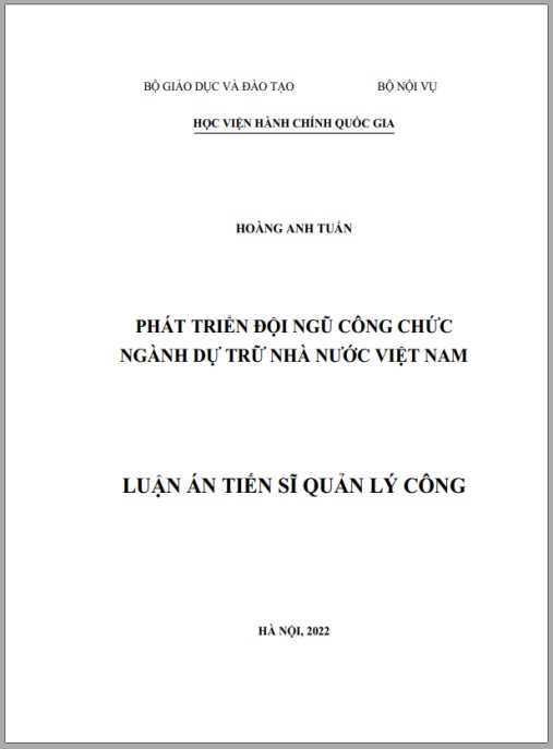 Luận án Phát triển đội ngũ công chức ngành dự trữ nhà nước Việt Nam