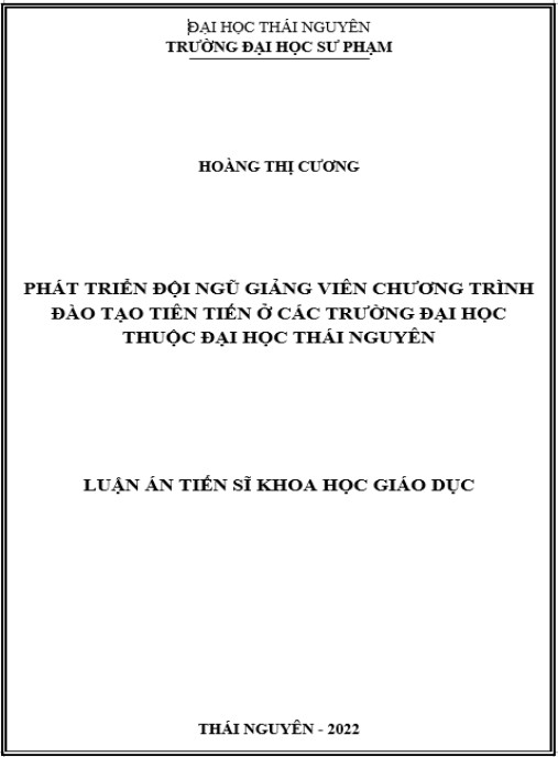 Luận án Phát triển đội ngũ giảng viên chương trình đào tạo tiên tiến ở các trường Đại học thuộc Đại học Thái Nguyên
