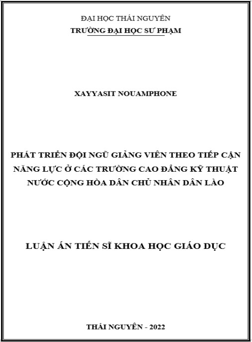 Luận án Phát triển đội ngũ giảng viên theo tiếp cận năng lực ở các trường cao đẳng kỹ thuật nước Cộng hòa Dân chủ Nhân dân Lào