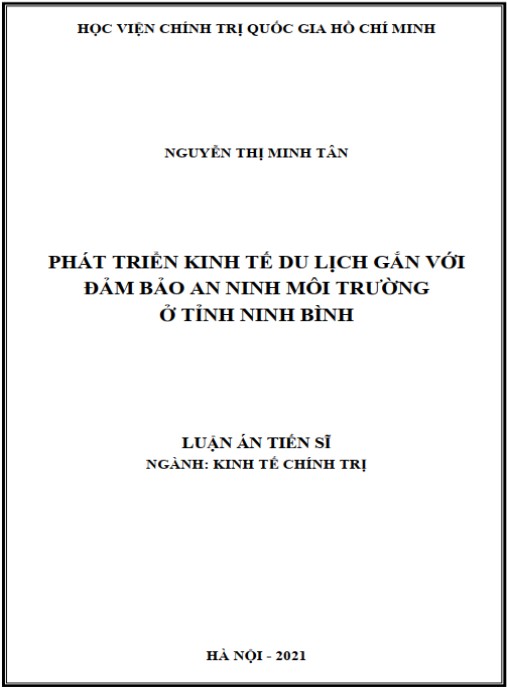 Luận án Phát triển kinh tế du lịch gắn với đảm bảo an ninh môi trường ở tỉnh Ninh Bình