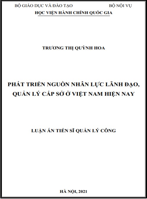 Luận án Phát triển nguồn nhân lực lãnh đạo – quản lý cấp sở ở Việt Nam hiện nay