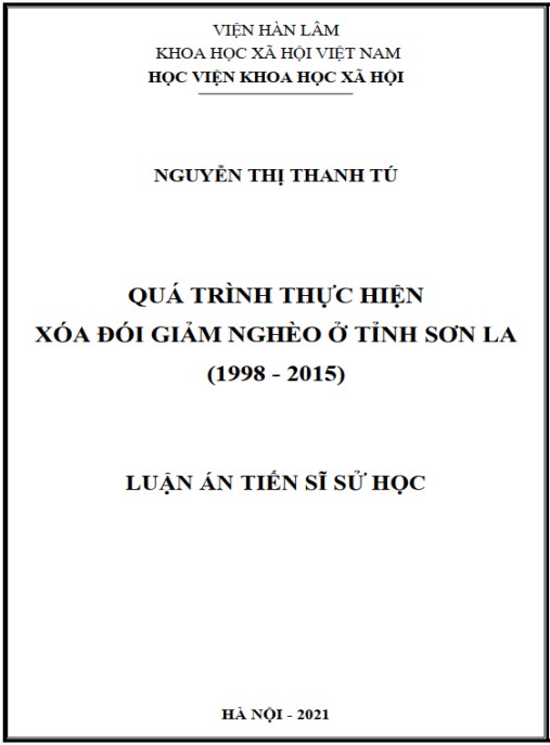 Luận án Quá trình thực hiện xóa đói giảm nghèo ở tỉnh Sơn La (1998-2015)