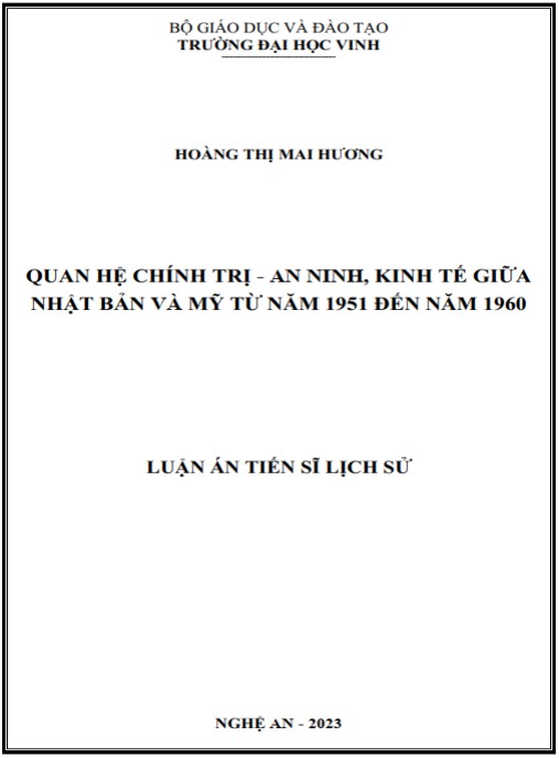 Luận án Quan hệ chính trị – an ninh – kinh tế giữa Nhật Bản và Mỹ từ năm 1951 đến năm 1960