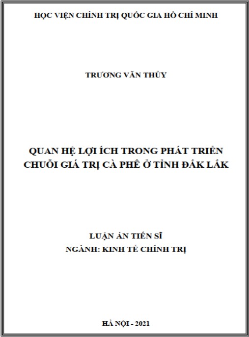 Luận án Quan hệ lợi ích trong phát triển chuỗi giá trị cà phê ở tỉnh Đắk Lắc