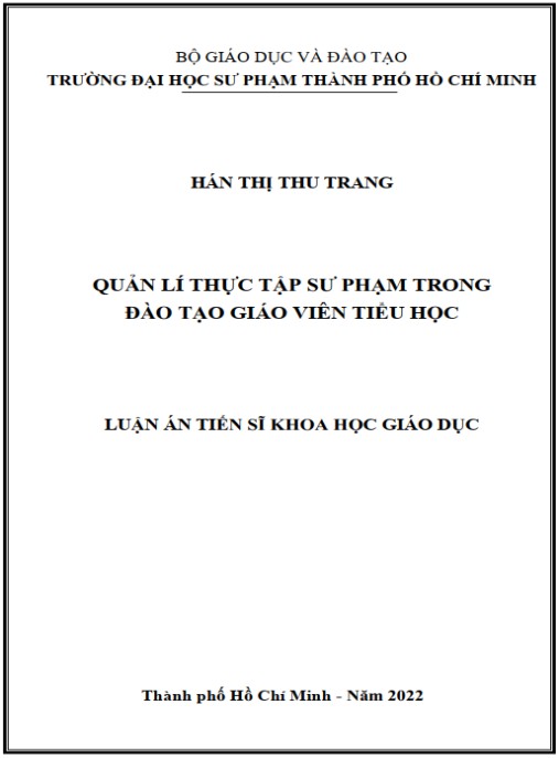 Luận án Quản lí thực tập sư phạm trong đào tạo giáo viên tiểu học