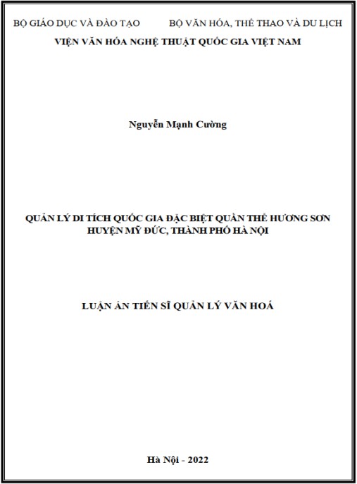 Luận án Quản lý Di tích quốc gia đặc biệt quần thể Hương Sơn – huyện Mỹ Đức – thành phố Hà Nội