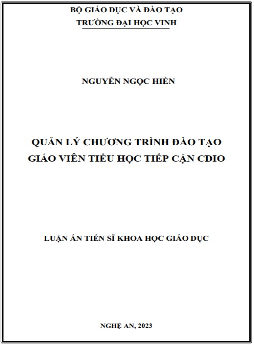 Luận án Quản lý chương trình đào tạo giáo viên tiểu học tiếp cận CDIO