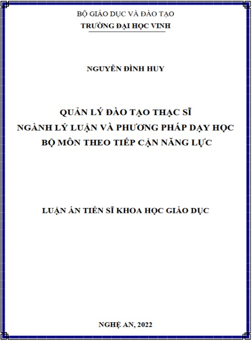 Luận án Quản lý đào tạo thạc sĩ ngành lý luận và phương pháp dạy học bộ môn theo tiếp cận năng lực