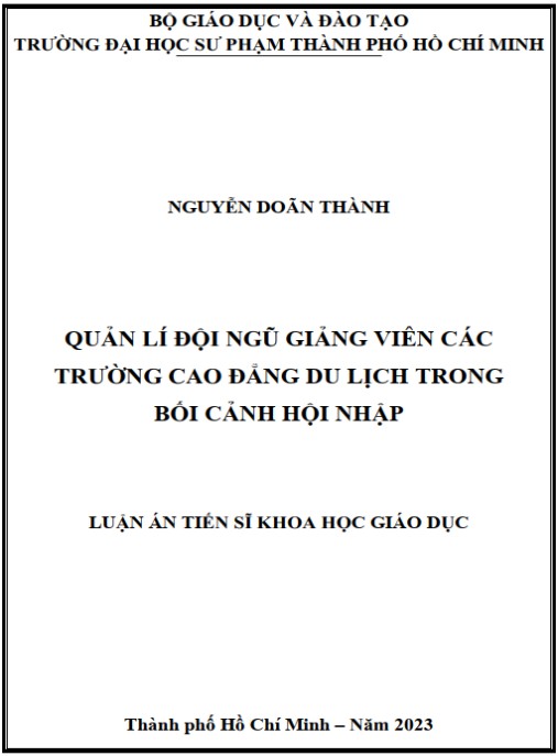 Luận án Quản lý đội ngũ giảng viên các trường Cao đẳng Du lịch trong bối cảnh hội nhập