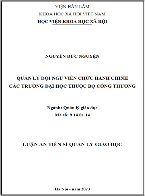 Luận án Quản lý đội ngũ viên chức hành chính trong các Trường Đại học thuộc Bộ Công thương