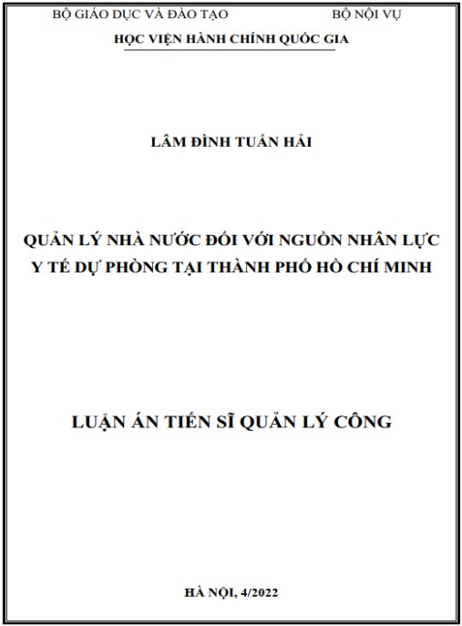 Luận án Quản lý nhà nước đối với nguồn nhân lực y tế dự phòng tại Thành Phố Hồ Chí Minh