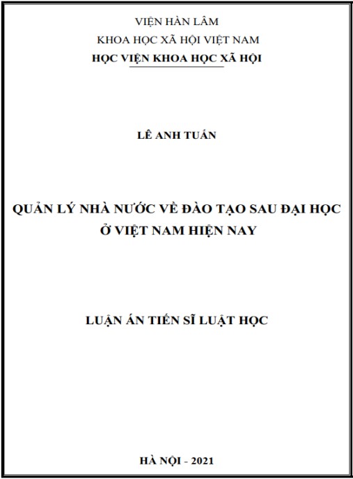 Luận án Quản lý nhà nước về đào tạo sau đại học ở Việt Nam hiện nay
