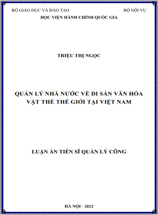 Luận án Quản lý nhà nước về di sản văn hóa vật thể thế giới tại Việt Nam