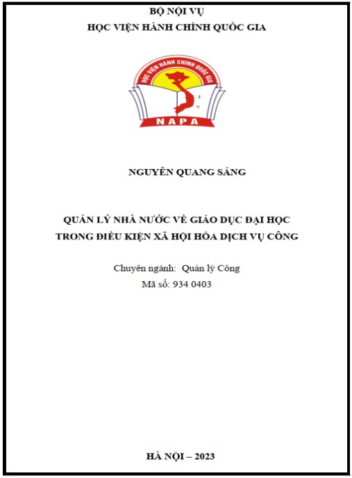 Luận án Quản lý nhà nước về giáo dục đại học trong điều kiện xã hội hóa dịch vụ công