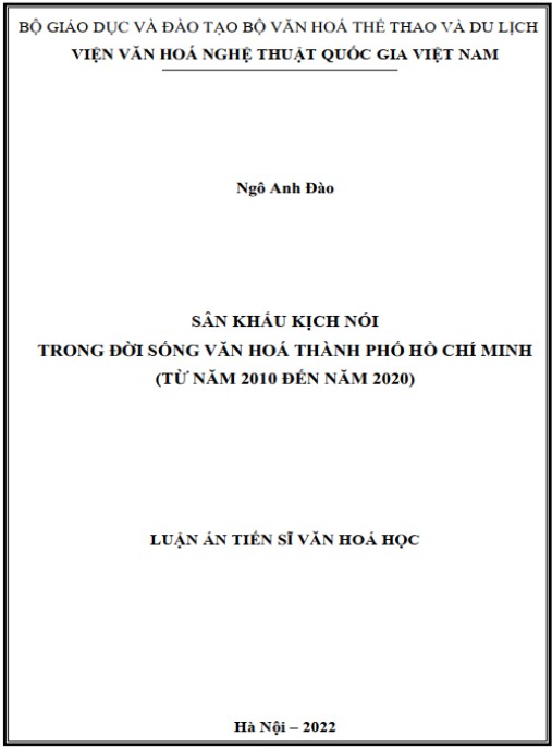 Luận án Sân khấu kịch nói trong đời sống văn hóa Thành phố Hồ Chí Minh (từ năm 2010 đến năm 2020)