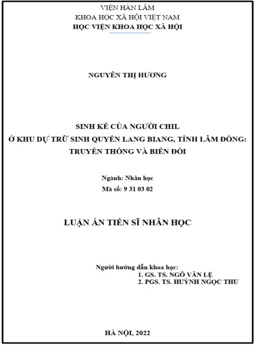 Luận án Sinh kế của người Chil ở Khu dự trữ sinh quyển Lang Biang – tỉnh Lâm Đồng – Truyền thống và biến đổi