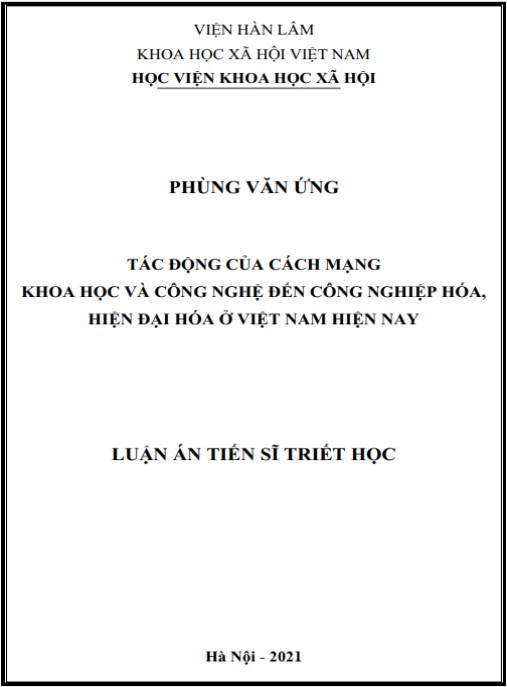 Luận án Tác động của cách mạng khoa học và công nghệ đến công nghiệp hóa – hiện đại hóa ở Việt Nam hiện nay