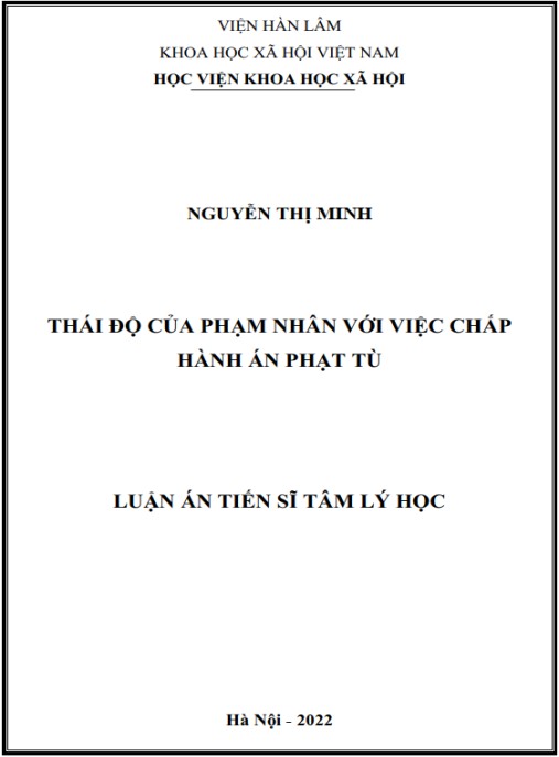 Luận án Thái độ của phạm nhân với việc chấp hành án phạt tù
