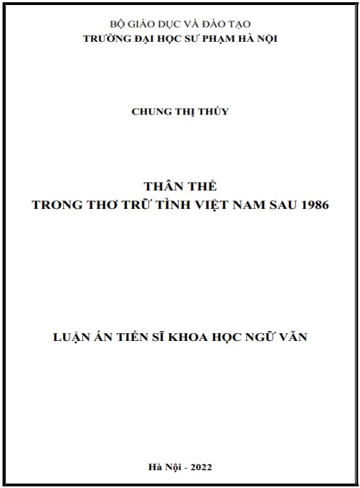 Luận án Thân thể trong thơ trữ tình Việt Nam sau 1986
