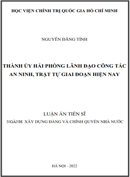 Luận án Thành ủy Hải phòng lãnh đạo công tác an ninh, trật tự giai đoạn hiện nay