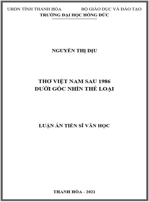 Luận án Thơ Việt Nam từ sau 1986 dưới góc nhìn thể loại