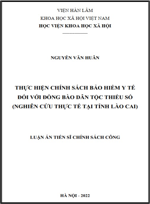 Luận án Thực hiện chính sách bảo hiểm y tế đối với đồng bào dân tộc thiểu số (nghiên cứu thực tế tại tỉnh Lào Cai)