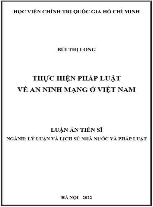 Luận án Thực hiện pháp luật về an ninh mạng ở Việt Nam