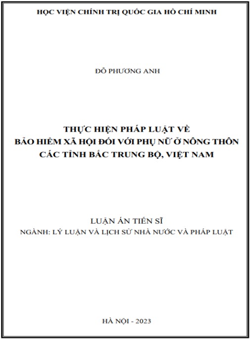 Luận án Thực hiện pháp luật về bảo hiểm xã hội đối với phụ nữ ở nông thôn các tỉnh Bắc Trung Bộ – Việt Nam
