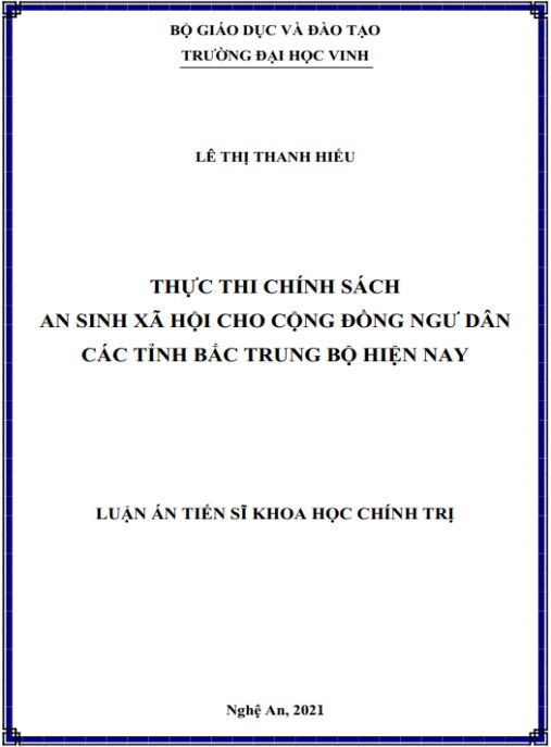 Luận án Thực thi chính sách an sinh xã hội cho cộng đồng ngư dân các tỉnh Bắc Trung Bộ hiện nay