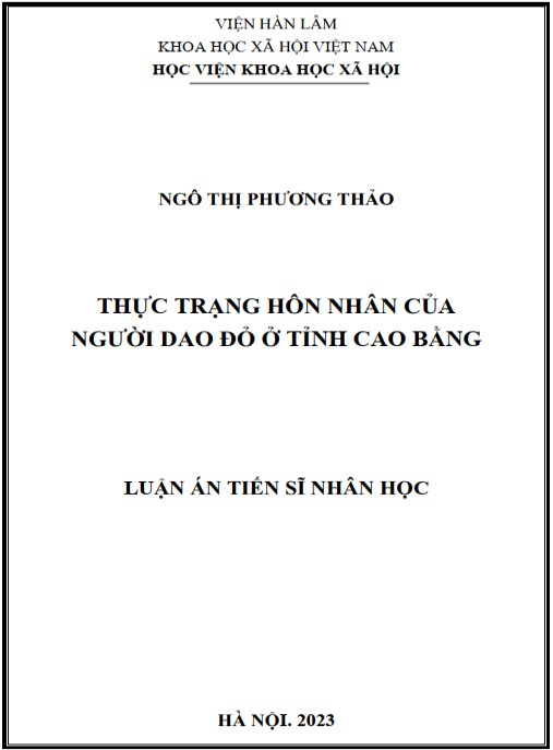 Luận án Thực trạng hôn nhân của người Dao Đỏ ở tỉnh Cao Bằng
