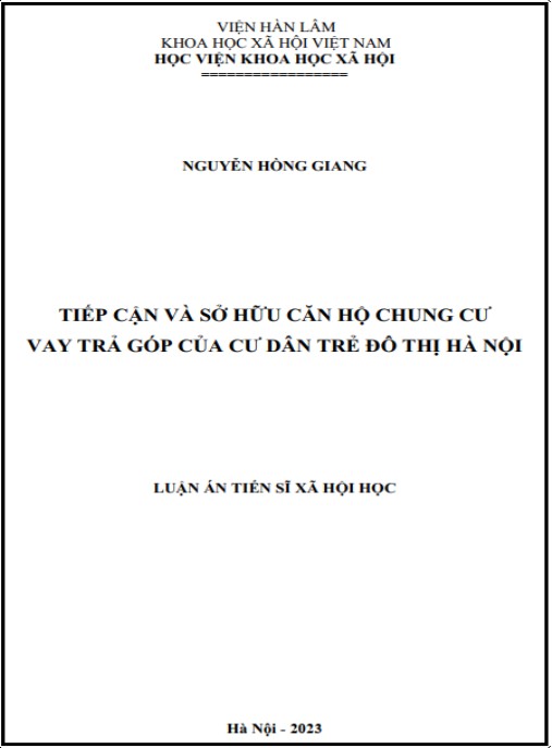 Luận án Tiếp cận và sở hữu căn hộ chung cư vay trả góp của cư dân trẻ đô thị Hà Nội