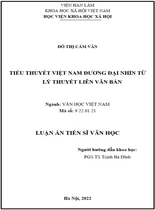 Luận án Tiểu thuyết Việt Nam đương đại nhìn từ lý thuyết liên văn bản