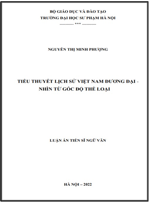 Luận án Tiểu thuyết lịch sử Việt Nam đương đại – nhìn từ góc độ thể loại