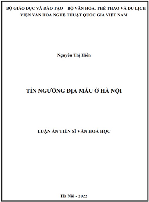 Luận án Tín ngưỡng Địa Mẫu ở Hà Nội