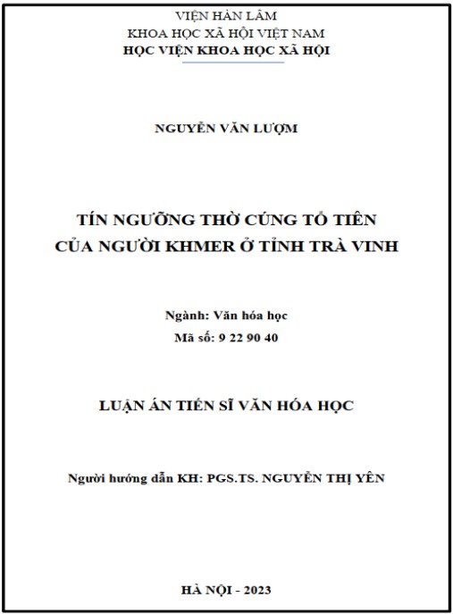 Luận án Tín ngưỡng thờ cúng tổ tiên của người Khmer ở Trà Vinh