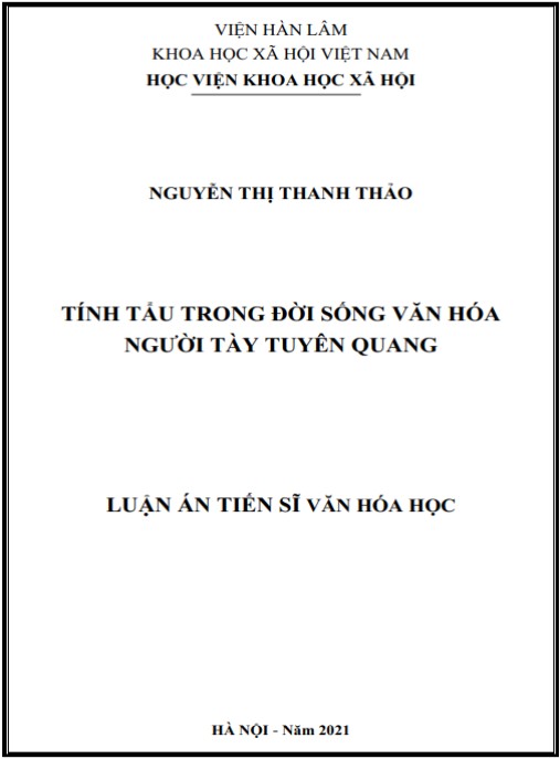 Luận án Tính tẩu trong đời sống văn hóa người Tày Tuyên Quang