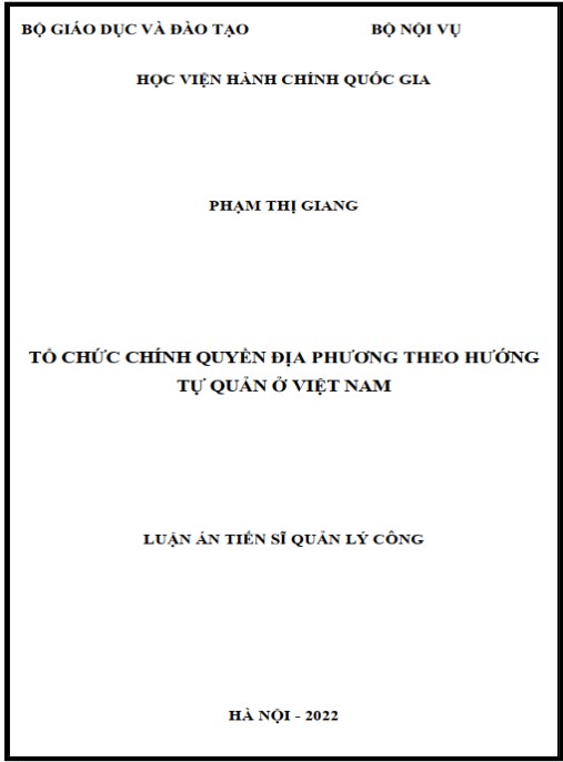 Luận án Tổ chức chính quyền địa phương theo hướng tự quản ở Việt Nam