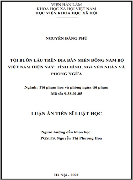 Luận án Tội buôn lậu trên địa bàn miền Đông Nam Bộ Việt Nam hiện nay – Tình hình – nguyên nhân và phòng ngừa