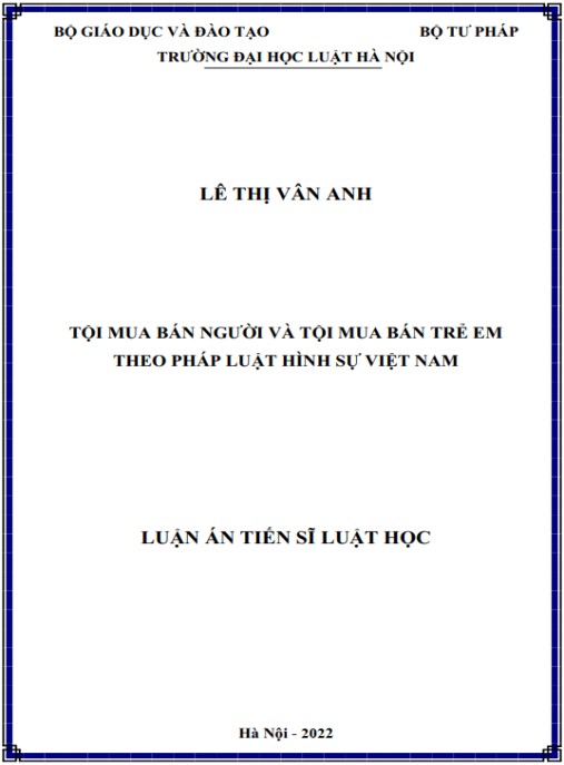 Luận án Tội mua bán người và tội mua bán trẻ em theo pháp luật hình sự Việt Nam