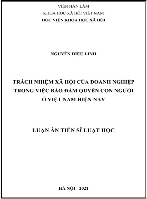 Luận án Trách nhiệm xã hội của doanh nghiệp trong việc bảo đảm quyền con người ở Việt Nam hiện nay